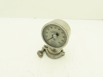 Chicago Stainless 3S-D-2U-GF-BT-SS Sani-Flow Pressure Gauge 0-100psi 2-1/4"