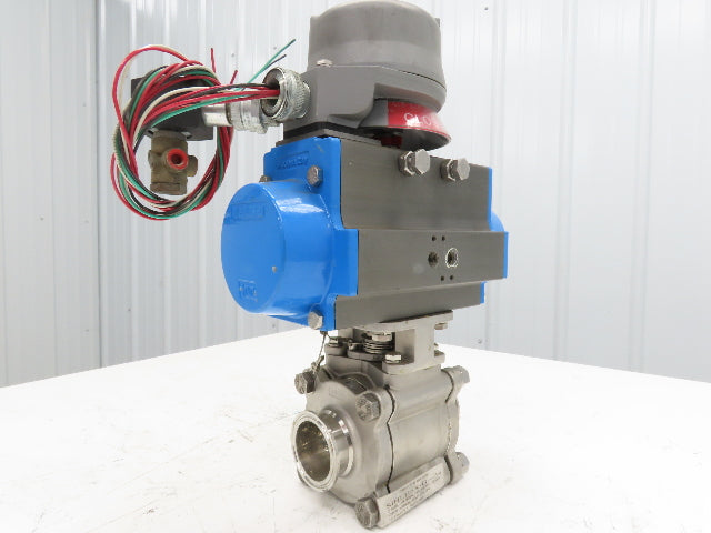 Bi-Torq Pneumatic Actuated 2" Ball Valve Tri-Clamp Stainless with Limit Switch