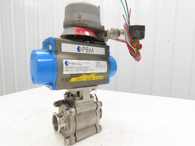 Bi-Torq Pneumatic Actuated 2" Ball Valve Tri-Clamp Stainless with Limit Switch