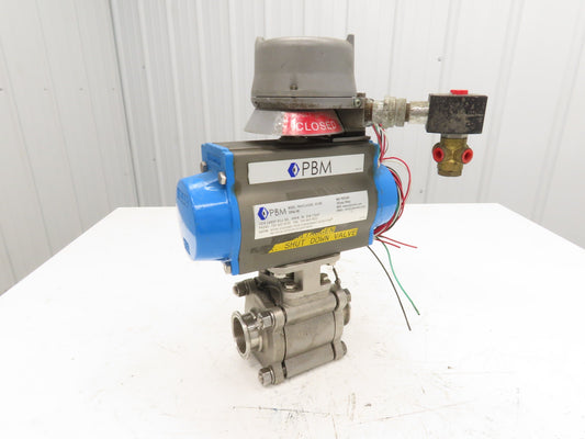 Bi-Torq Pneumatic Actuated 2" Ball Valve Tri-Clamp Stainless with Limit Switch