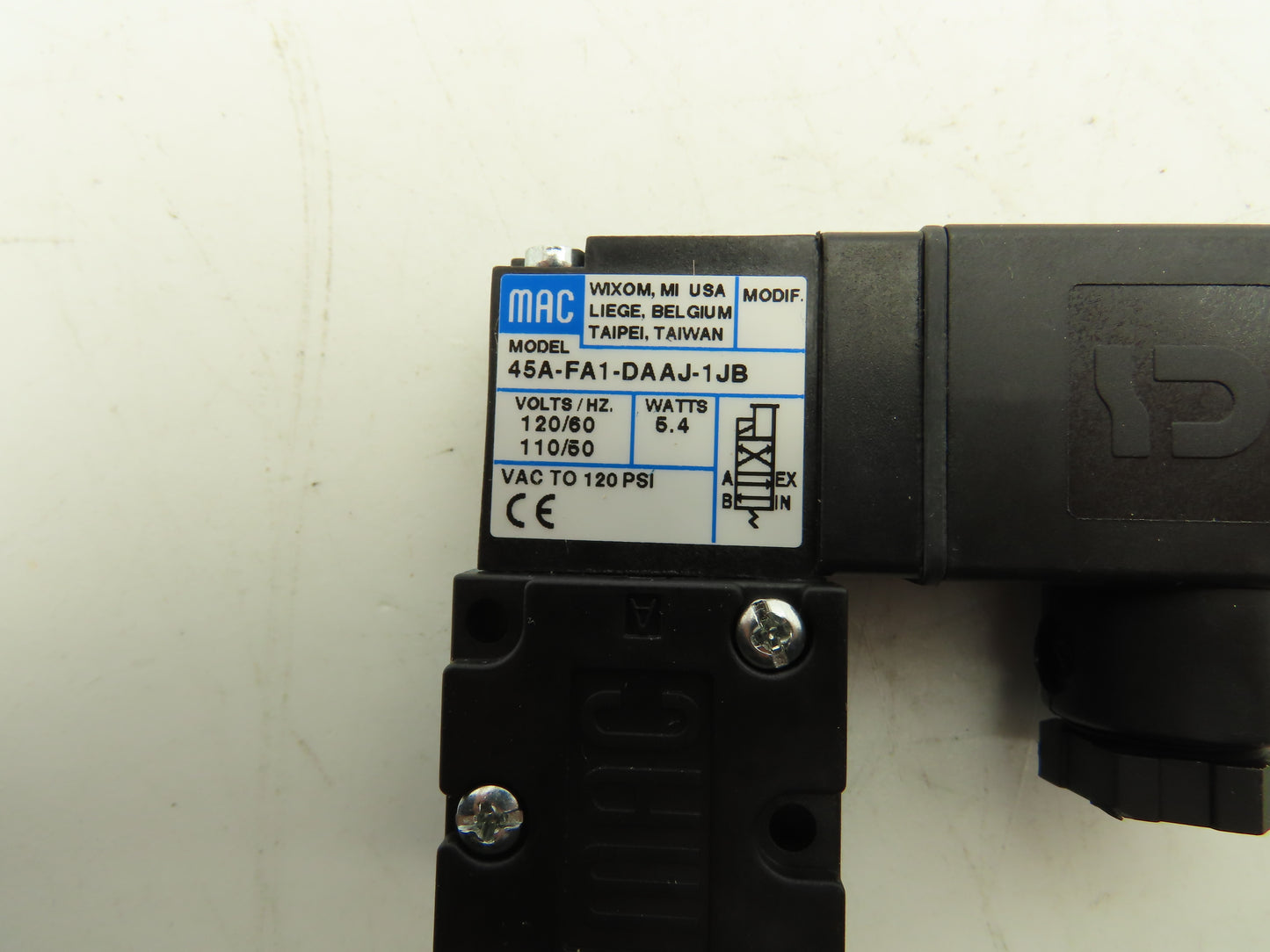 MAC 45A-FA1-DAAJ-1JB 4/2-Way Single Direct Solenoid Poppet Valve 120V 1/8" NPTF