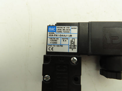 MAC 45A-FA1-DAAJ-1JB 4/2-Way Single Direct Solenoid Poppet Valve 120V 1/8" NPTF