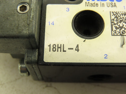 Fabco-Air 18HL-4 4-Way Lever Actuated Pneumatic Air Directional Valve Lot of 2