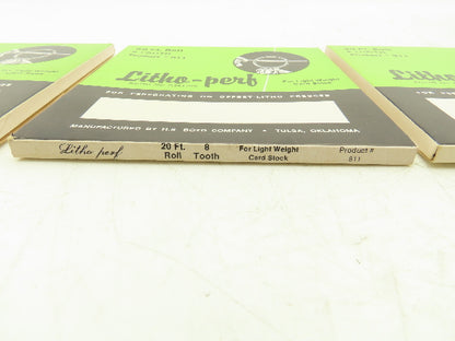 HS Boyd #811 Litho-Perf 20' Roll 8 Tooth Card Side Series Rules Lot of 3