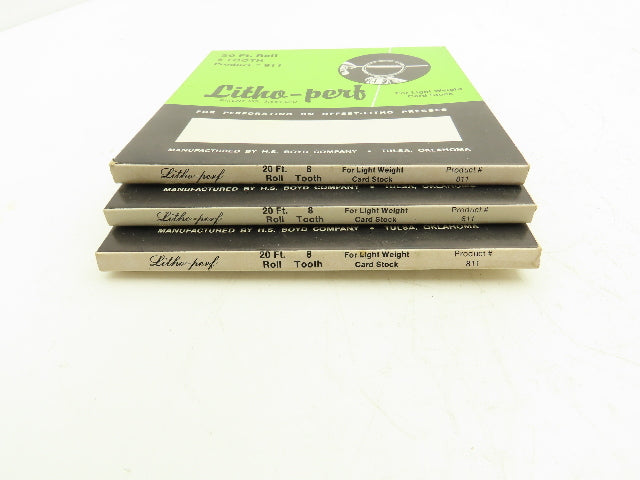 HS Boyd #811 Litho-Perf 20' Roll 8 Tooth Card Side Series Rules Lot of 3