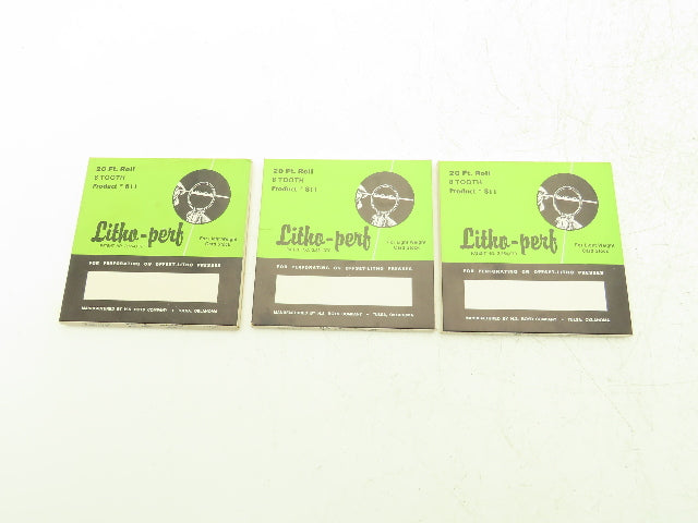 HS Boyd #811 Litho-Perf 20' Roll 8 Tooth Card Side Series Rules Lot of 3
