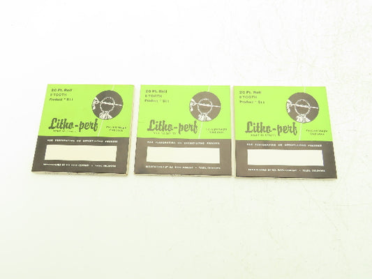HS Boyd #811 Litho-Perf 20' Roll 8 Tooth Card Side Series Rules Lot of 3