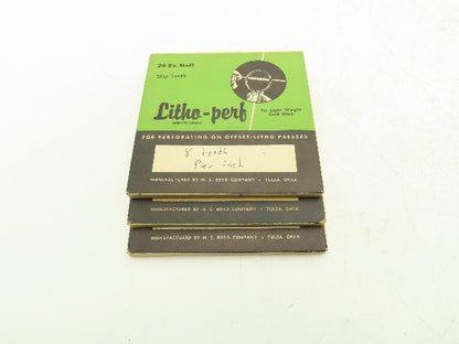 HS Boyd 2,842,202 Litho-Perf 20' Roll 8 Tooth Card Side Series Rules Lot of 3