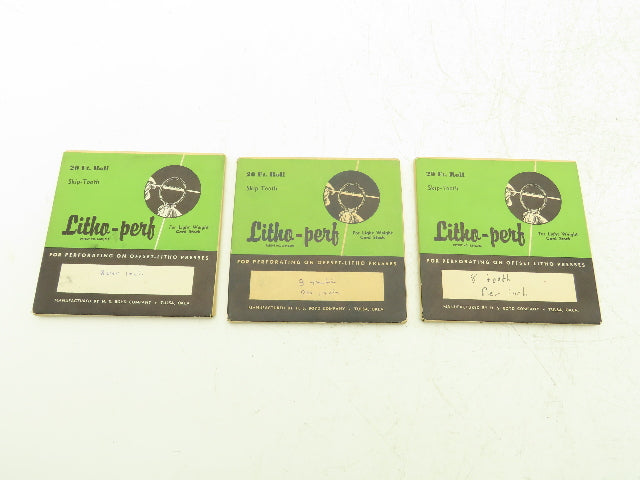 HS Boyd 2,842,202 Litho-Perf 20' Roll 8 Tooth Card Side Series Rules Lot of 3