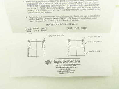 OPW Seal Cylinder Assembly 1-1/2" - 3" Kamvalok Coupler Kit