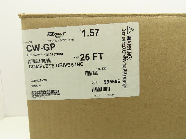 Flexaust 1030157000 1.57"x 25' Urethane Wire Flex Hose Air Dust Fume Vac Black