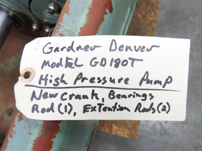Gardner Denver GD180T High Pressure Triplex Pump 1-5/8" Plunger 5000PSI 38GPM