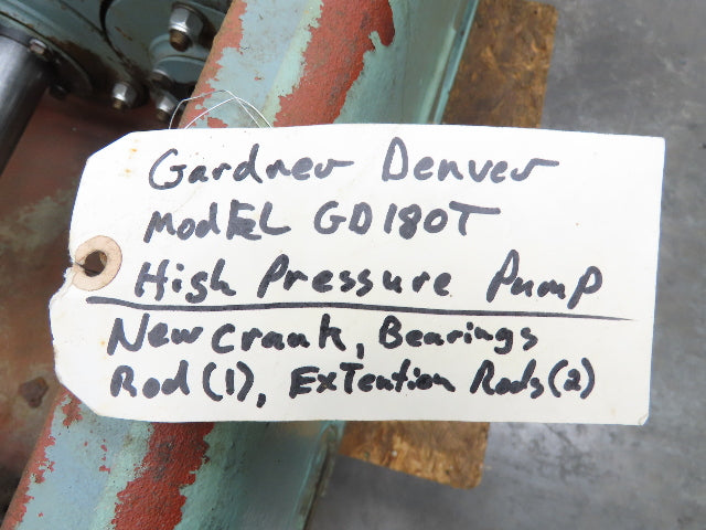 Gardner Denver GD180T High Pressure Triplex Pump 1-5/8" Plunger 5000PSI 38GPM