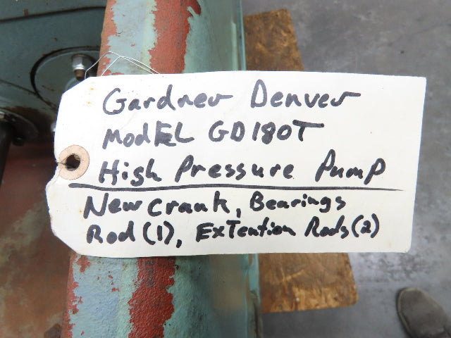 Gardner Denver GD180T High Pressure Triplex Pump 1-5/8" Plunger 5000PSI 38GPM