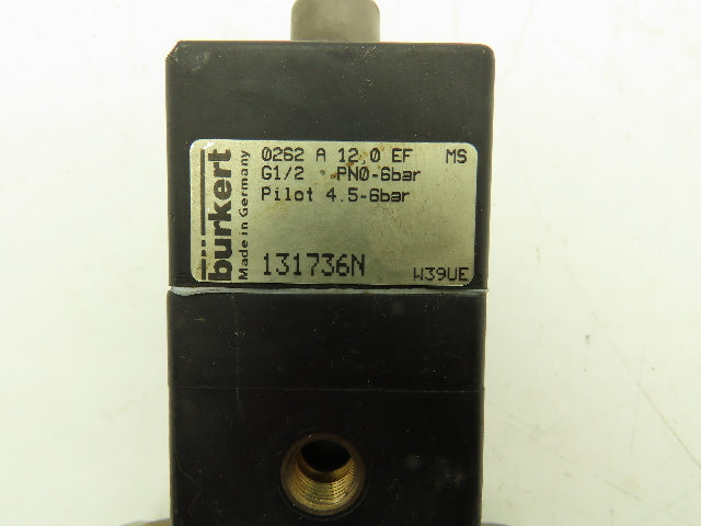 Burkert 131736N Pneumatically Operated Valve 2 Pos 2 Way 87psi 1/2" & 1/4" NPT