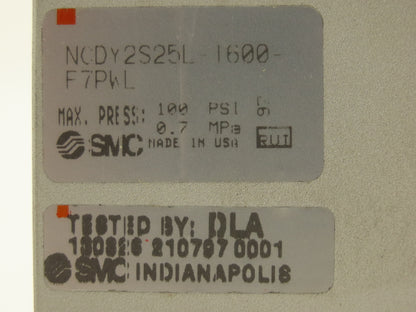 SMC NCDY2S25L-1600-F7PWL Pneumatic Air Cylinder 32mm Bore 16" Stroke 100psi