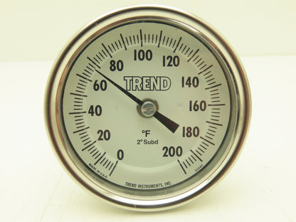 Trend 30 Bimetal Thermometer 3" Dial 0-200°F 1/2" NPT 6" Stem
