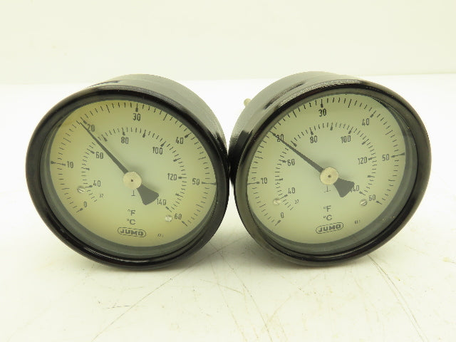 Jumo 8222-02-10 Thermometer 4" Dial 0-60°C 1"-14 Thread 7.5" Stem Lot of 2