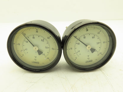Jumo 8222-02-10 Thermometer 4" Dial 0-60°C 1"-14 Thread 7.5" Stem Lot of 2