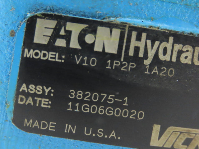 Eaton Vickers V10 1P2P 1A20 Hydraulic Vane Pump 2gpm 2500psi 1/2"x 1" NPT