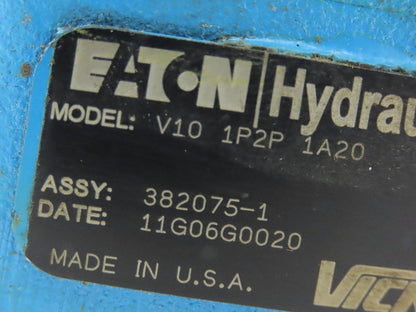 Eaton Vickers V10 1P2P 1A20 Hydraulic Vane Pump 2gpm 2500psi 1/2"x 1" NPT