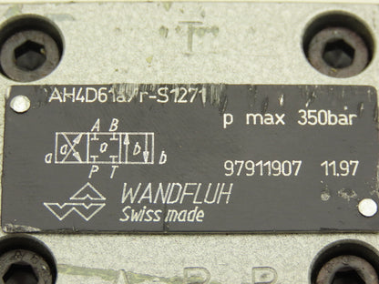 Wandfluh AH4D61A/R-S1271 Pneumatic Air Control Valve & Manifold 2 P 4 Way 350Bar