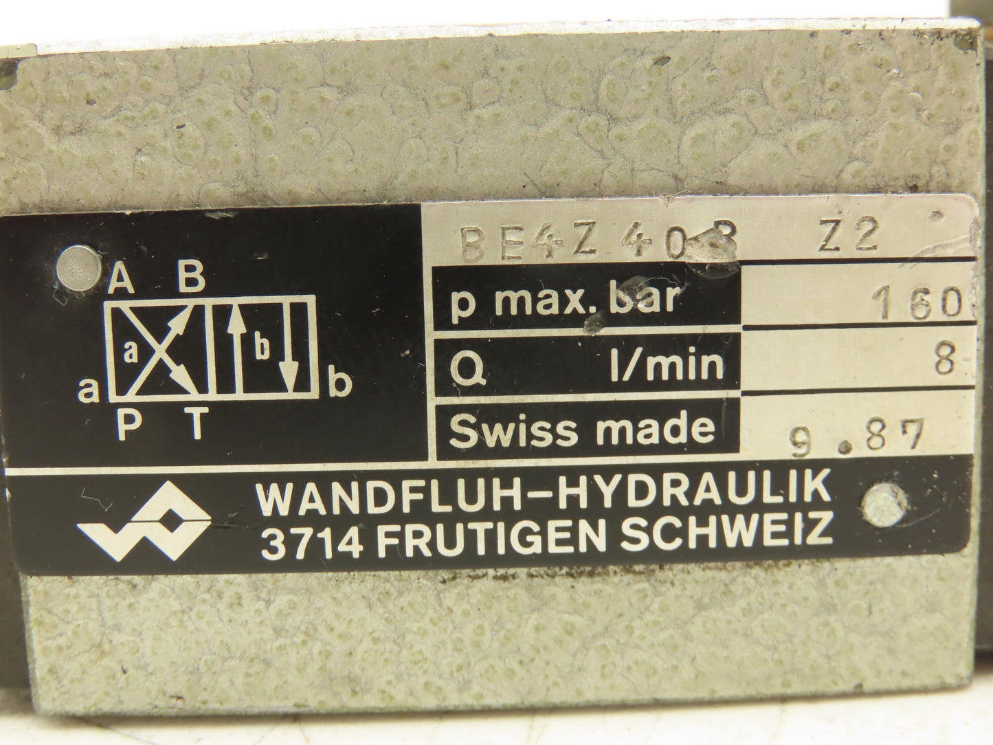 Wandfluh BE4Z40B Z2 Solenoid Valve 2 Pos 5 Way 160Bar