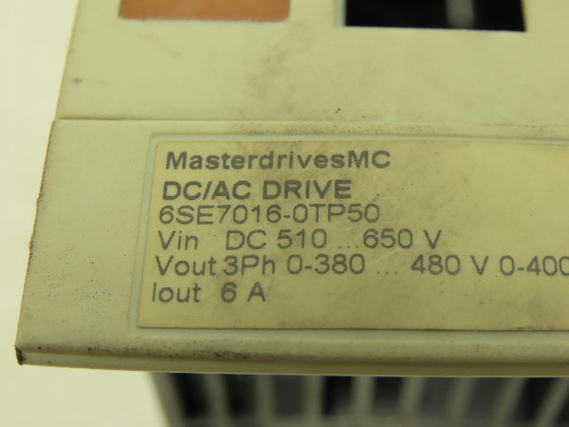 Siemens 6SE7016-0TP50-Z Simovert Masterdrive Servo Drive Inverter 2.2kW 3PH 480V