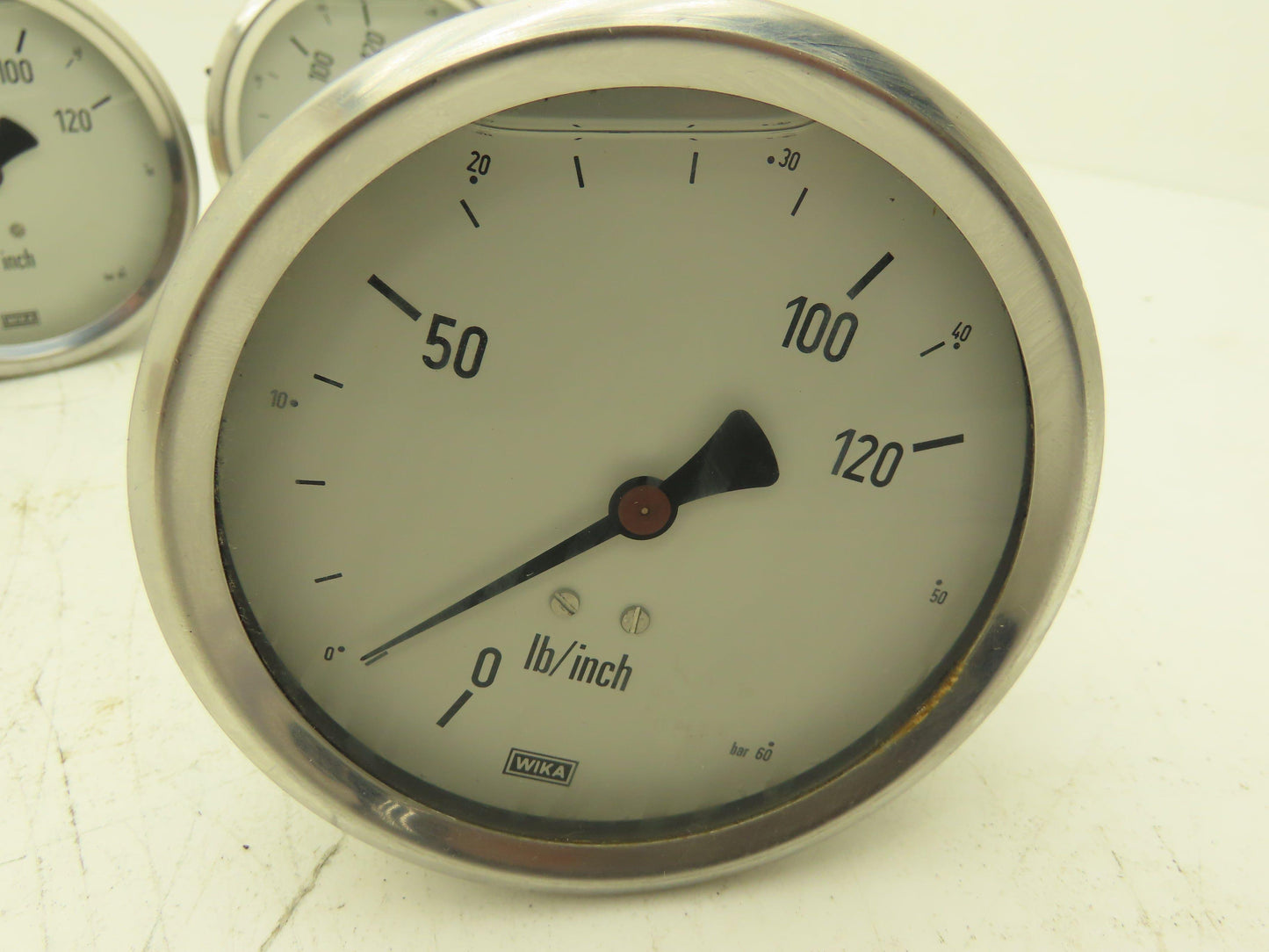 Wika N/A Pressure Gauge Oil Filled 120LB/Inch 60 Bar 1/2"NPT Lot Of 4