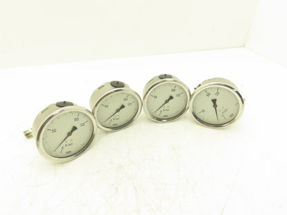 Wika N/A Pressure Gauge Oil Filled 120LB/Inch 60 Bar 1/2"NPT Lot Of 4