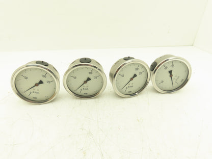 Wika N/A Pressure Gauge Oil Filled 120LB/Inch 60 Bar 1/2"NPT Lot Of 4