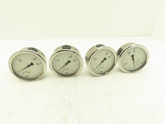 Wika N/A Pressure Gauge Oil Filled 120LB/Inch 60 Bar 1/2"NPT Lot Of 4
