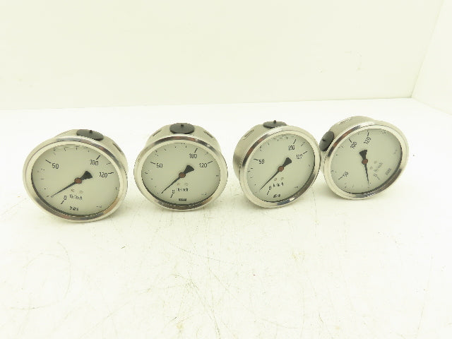 Wika N/A Pressure Gauge Oil Filled 120LB/Inch 60 Bar 1/2"NPT Lot Of 4