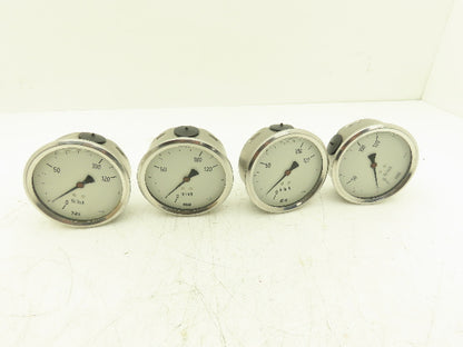 Wika N/A Pressure Gauge Oil Filled 120LB/Inch 60 Bar 1/2"NPT Lot Of 4