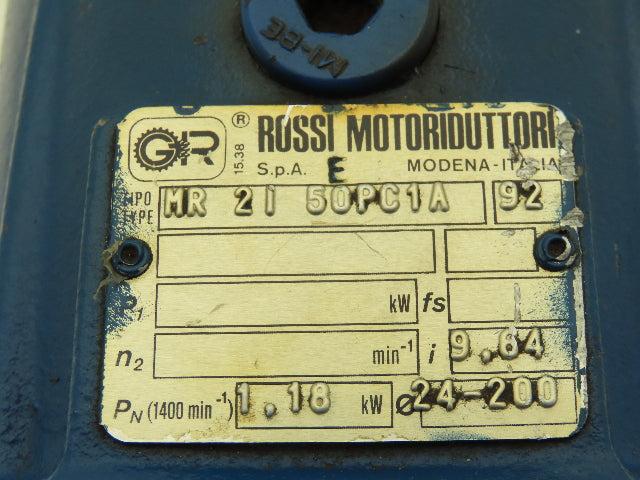 Rossi MR 2i 50 PC1A Inline Gearbox 9.6:1 Reducer 1.18kw 145rpm IEC 90 Frame