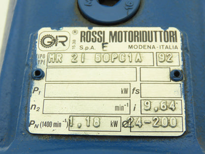 Rossi MR 2i 50 PC1A Inline Gearbox 9.6:1 Reducer 1.18kw 145rpm IEC 90 Frame