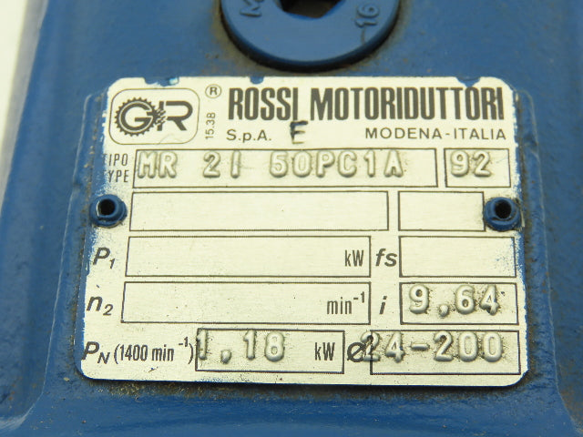 Rossi MR 2i 50 PC1A Inline Gearbox 9.6:1 Reducer 1.18kw 145rpm IEC 90 Frame