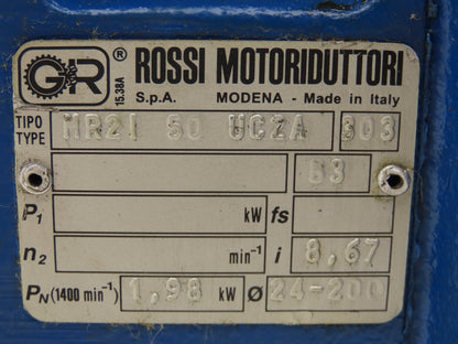 Rossi MR 2i 50 UC2A Inline Gearbox 8.6:1 Reducer 1.98kw 161rpm IEC 90 Frame