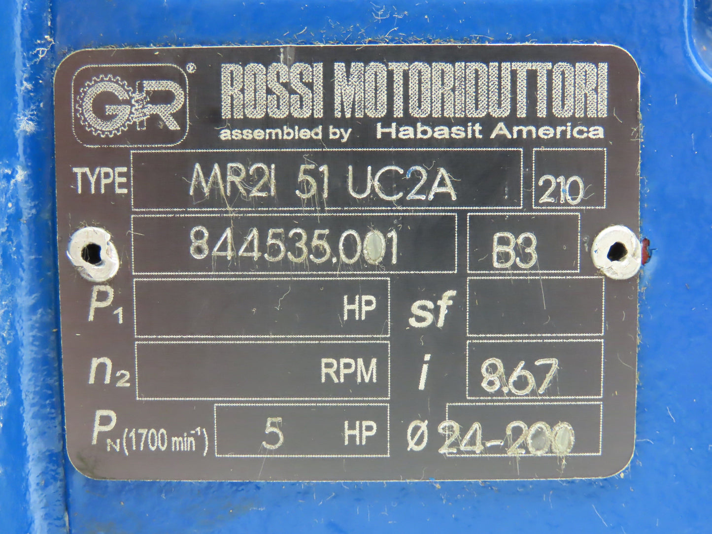 Rossi MR 2i 51 UC2A Inline Gearbox 8.6:1 Reducer 5Hp 196rpm IEC 90 Frame
