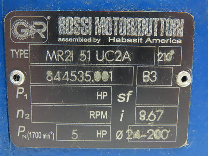 Rossi MR 2i 51 UC2A Inline Gearbox 8.6:1 Reducer 5Hp 196rpm IEC 90 Frame