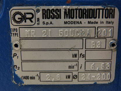 Rossi MR 2i 50 UC2A Inline Gearbox 6.5:1 Reducer 2.8kw 215rpm IEC 90 Frame