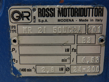Rossi MR 2i 50 UC2A Inline Gearbox 6.5:1 Reducer 2.8kw 215rpm IEC 90 Frame