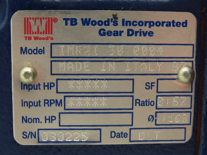 TB Woods IMR2I 50 0004 Inline Gearbox 8.6:1 Reducer 200rpm IEC 90 Frame