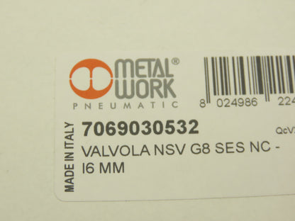 Metal Work 7069030532 Pneumatic Solenoid Air Valve Valvola NSV G8 SES NC 16mm