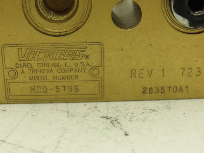 Vickers MCD-5796 Hydraulic Manifold 6-Way 1/4 & 1/2" Threads