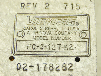 Vickers FC-2-12T-K2 Hydraulic Manifold 4-Way 3/4" Threads