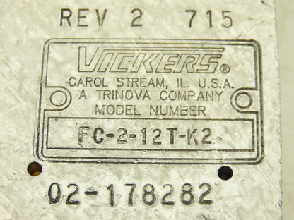 Vickers FC-2-12T-K2 Hydraulic Manifold 4-Way 3/4" Threads