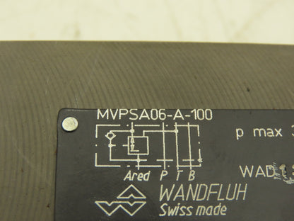 Wandfluh MVPSA06-A-100 Proportional Pressure Relief Valve 24V Solenoid PI35V-G24