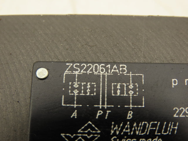 Wandfluh ZS22061AB Hydraulic Directional 2/2 Solenoid Poppet Valve 24Vdc 5000psi