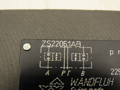 Wandfluh ZS22061AB Hydraulic Directional 2/2 Solenoid Poppet Valve 24Vdc 5000psi